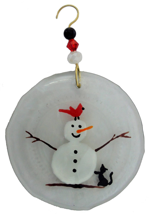 Ornament - Redbird & Cat: Clear glass / One size: 2" - 4"