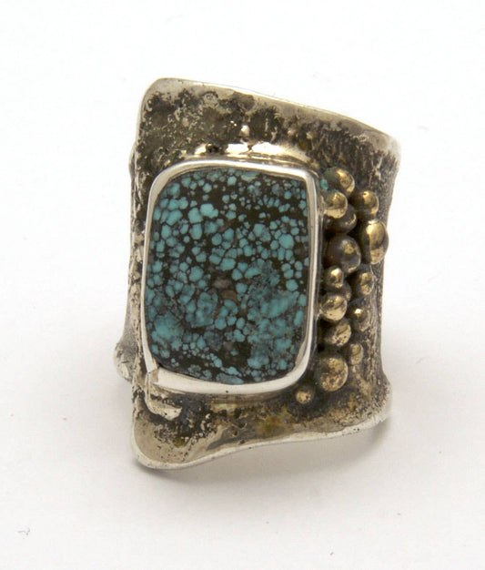 Turquoise Stone Reticulated Ring