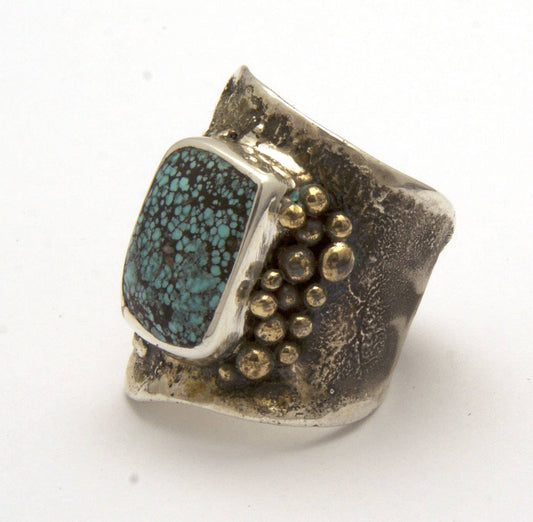 Turquoise Stone Reticulated Ring