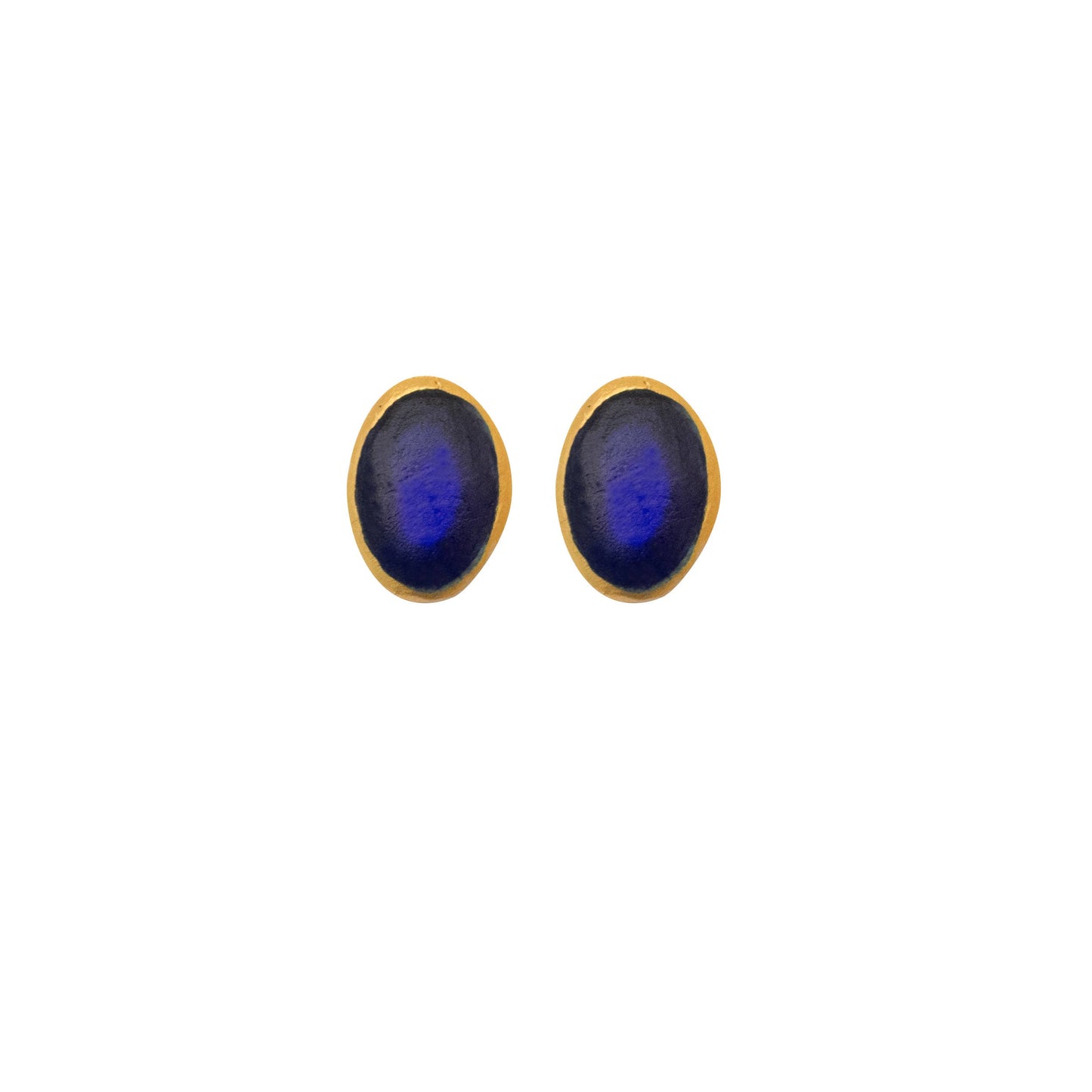Small Oval Post Earrings: Purple
