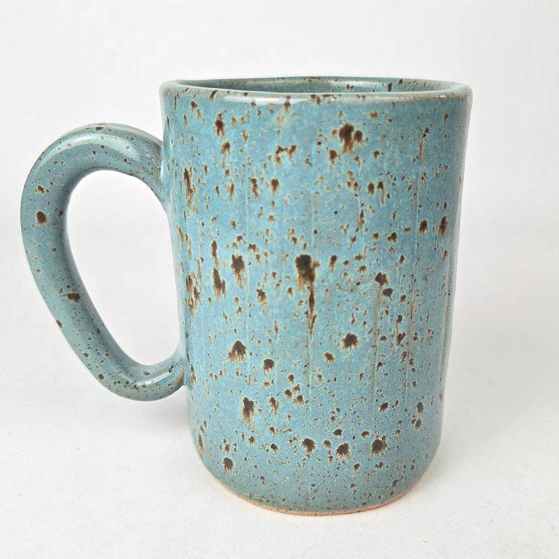 Brown Chicken Stoneware Blue Spangled Handmade 14 oz Mug