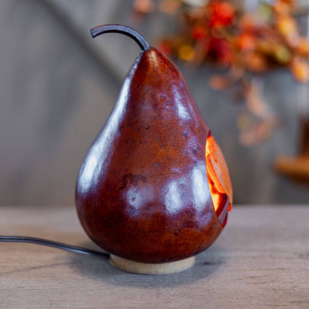 Gourd Luminary - Maple Leaf Silhouette Lit