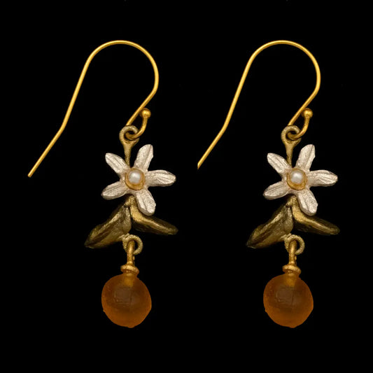 Dainty Orange Blossom Wire Earrings