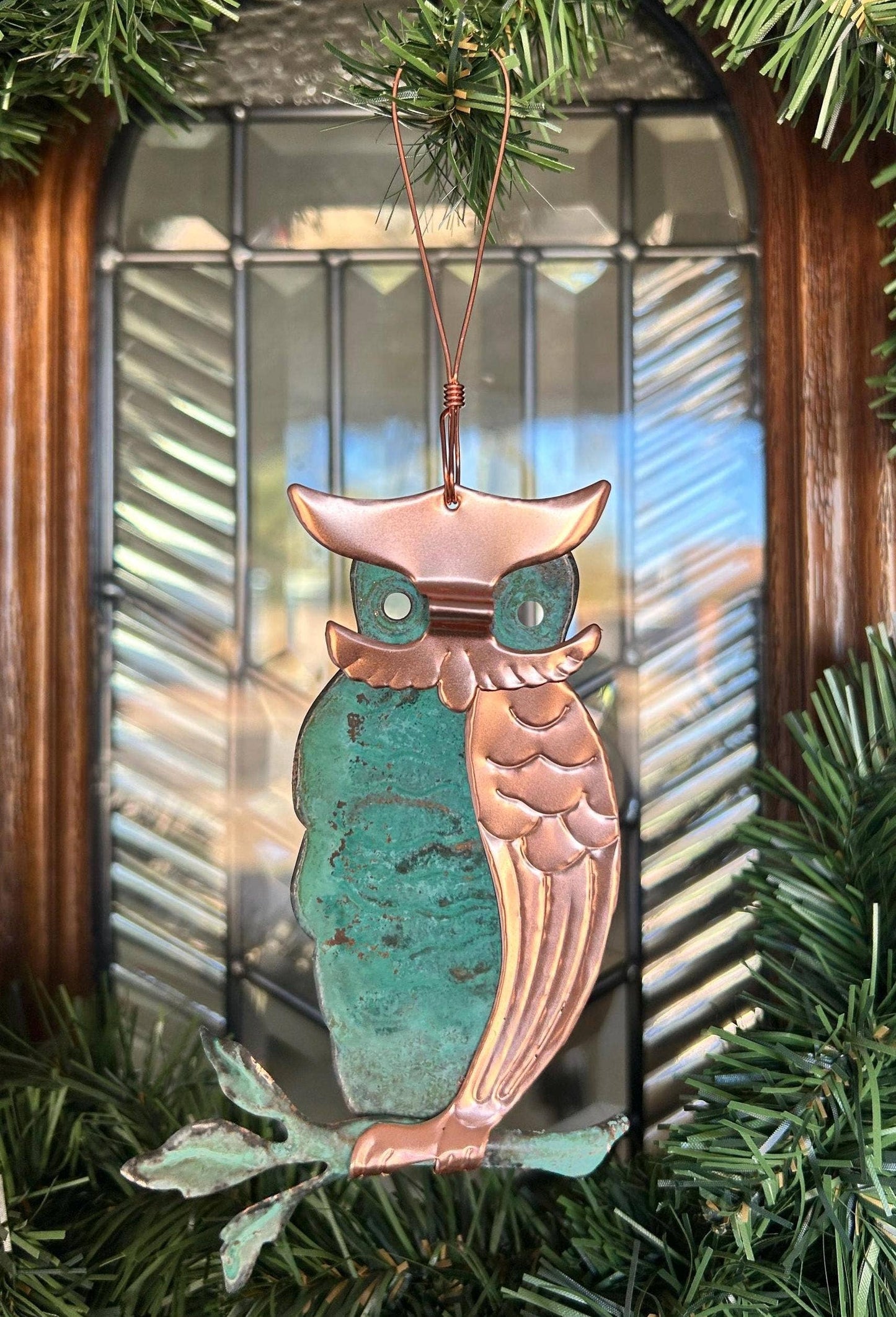 Owl Copper Christmas Ornament