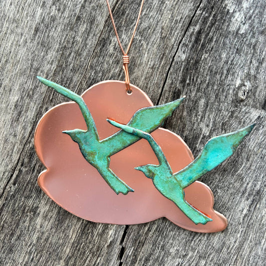 Seagulls Cloud Copper Christmas Ornament 