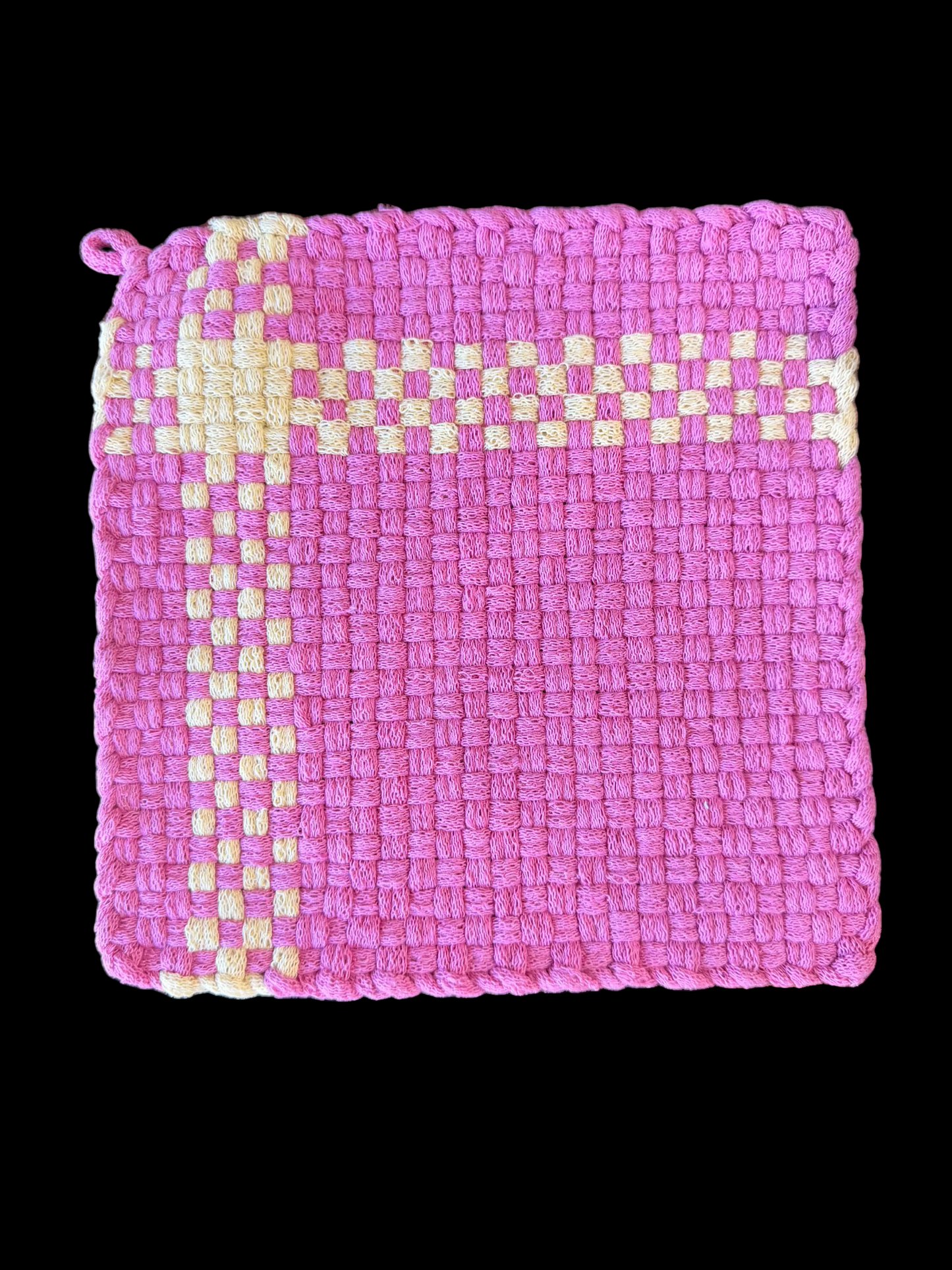 8x8 Hand-Loomed Kitchen Textile - "Pretty in Pink"