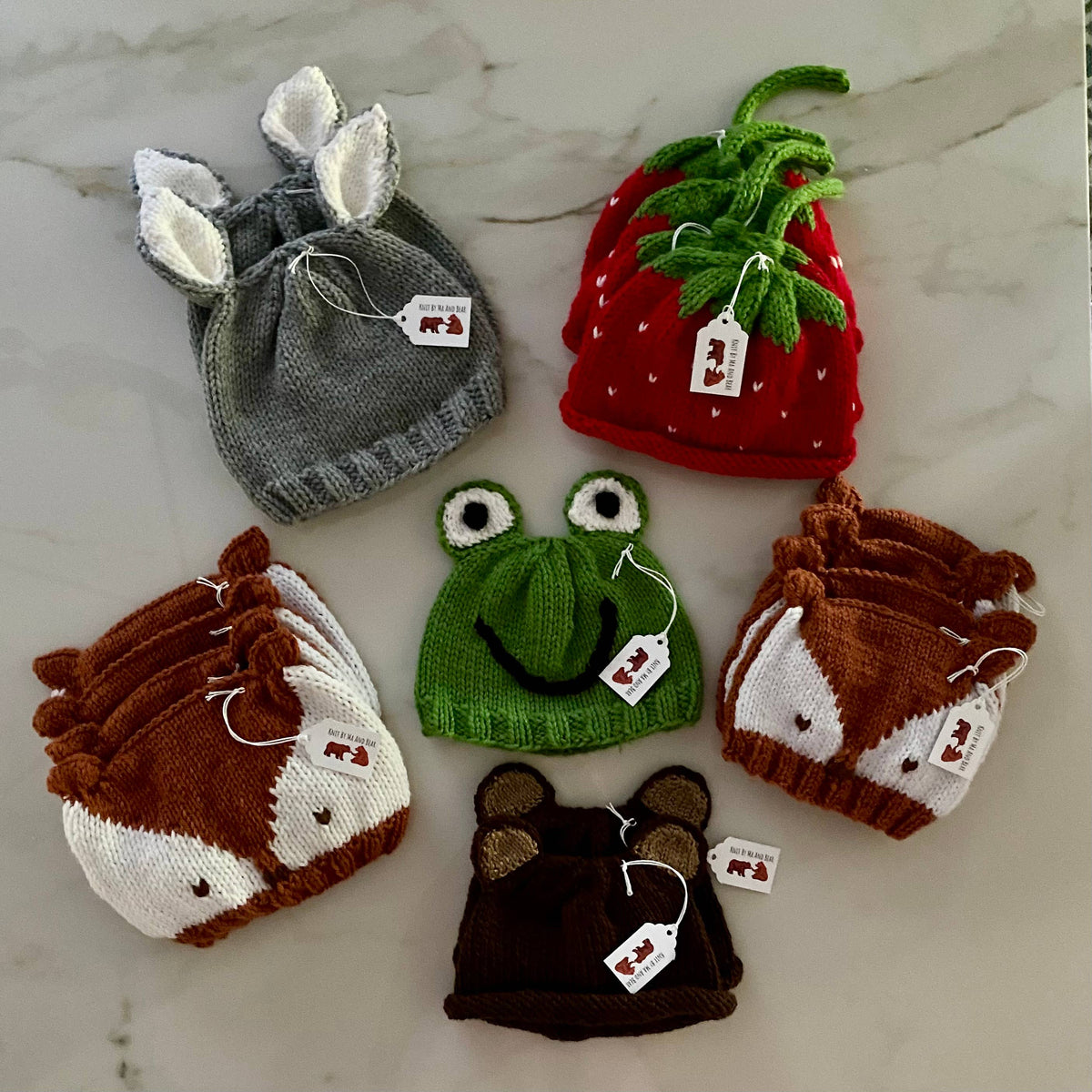 Frog hat; hand knit baby infant hats beanie newborn toddler: Baby