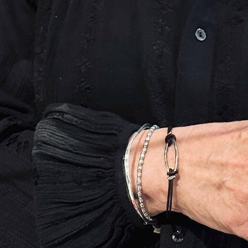 Bridle Leather & Sterling Silver Knotted Bracelet
