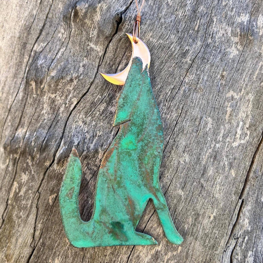 Coyote Wolf Copper Christmas Ornament