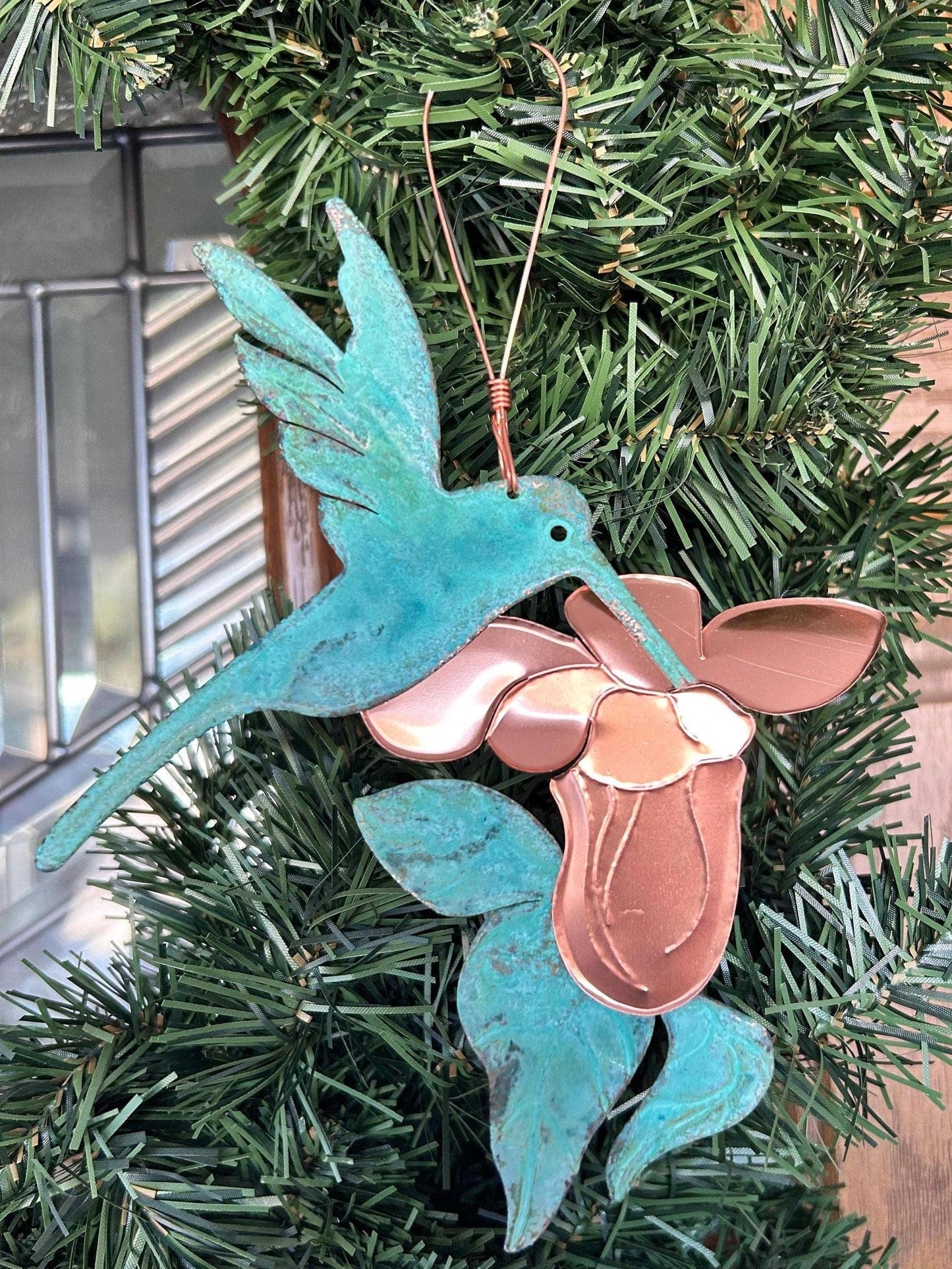 Hummingbird Copper Christmas Ornament