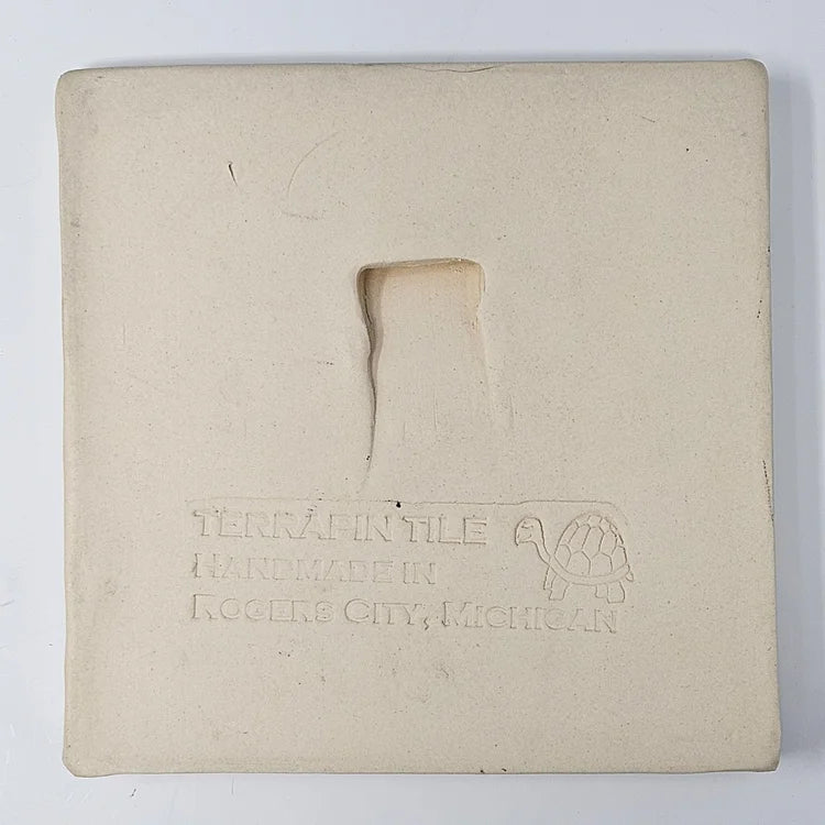 Red/Orange Coneflower 4x4 inch Handmade Sgraffito Ceramic Tile