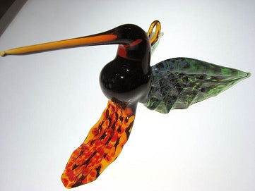 Hummingbird Suncatcher - Orange/Blue Speckle