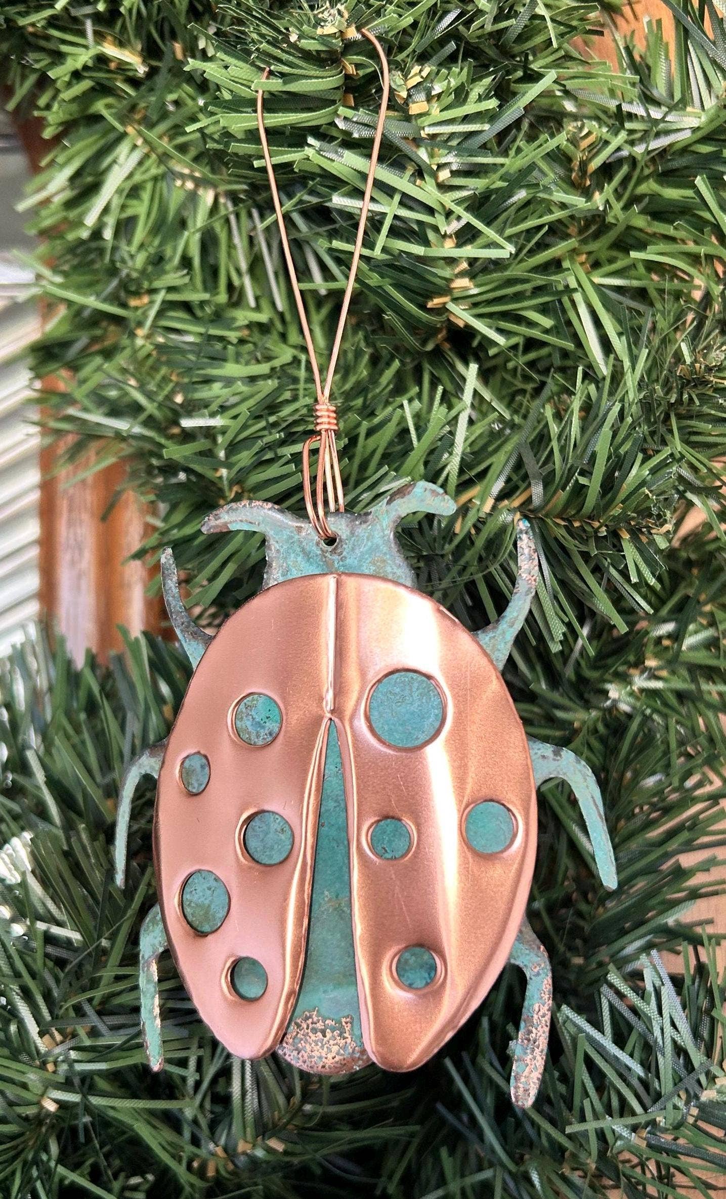 Ladybug Copper Christmas Ornament