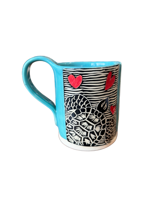 Wheel Thrown Mug - Sea Turtle