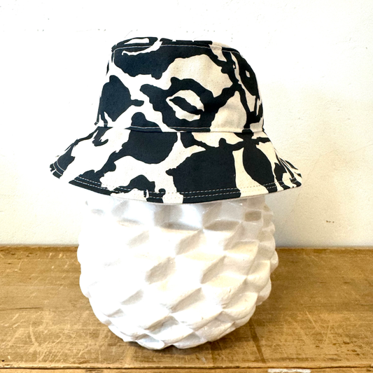 Light Worn Black Vine Bucket Hat: Two Sizes
