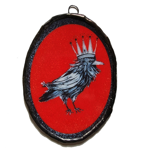 Crow King | Glass Art  | Ornament | Bird