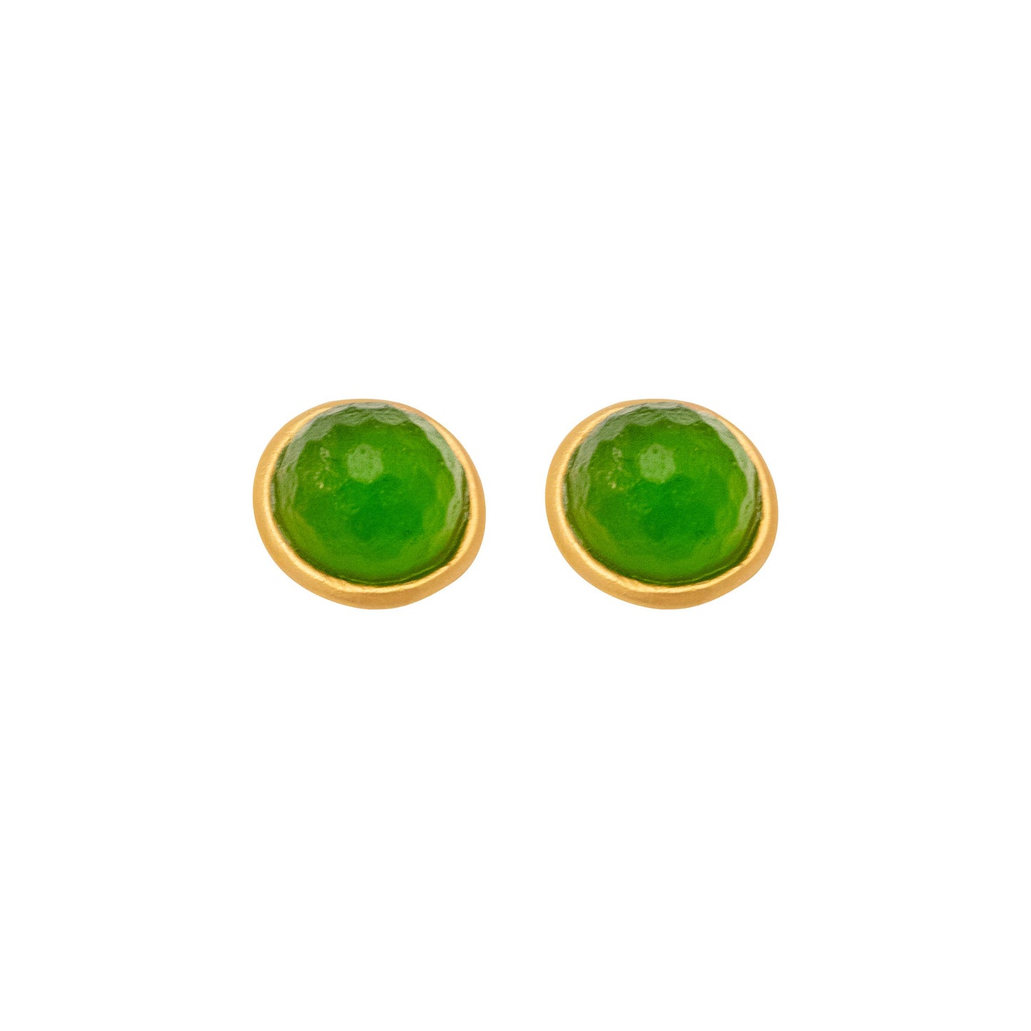 Solid Back Faceted Round Post Earrings: White