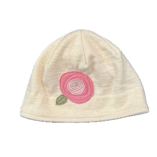 Wool Hat-Blooming Rose: Pink on Cream / One Size Fits Most