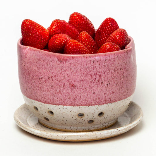 Berry Bowl/Colander - Handthrown in USA Stoneware - Pink