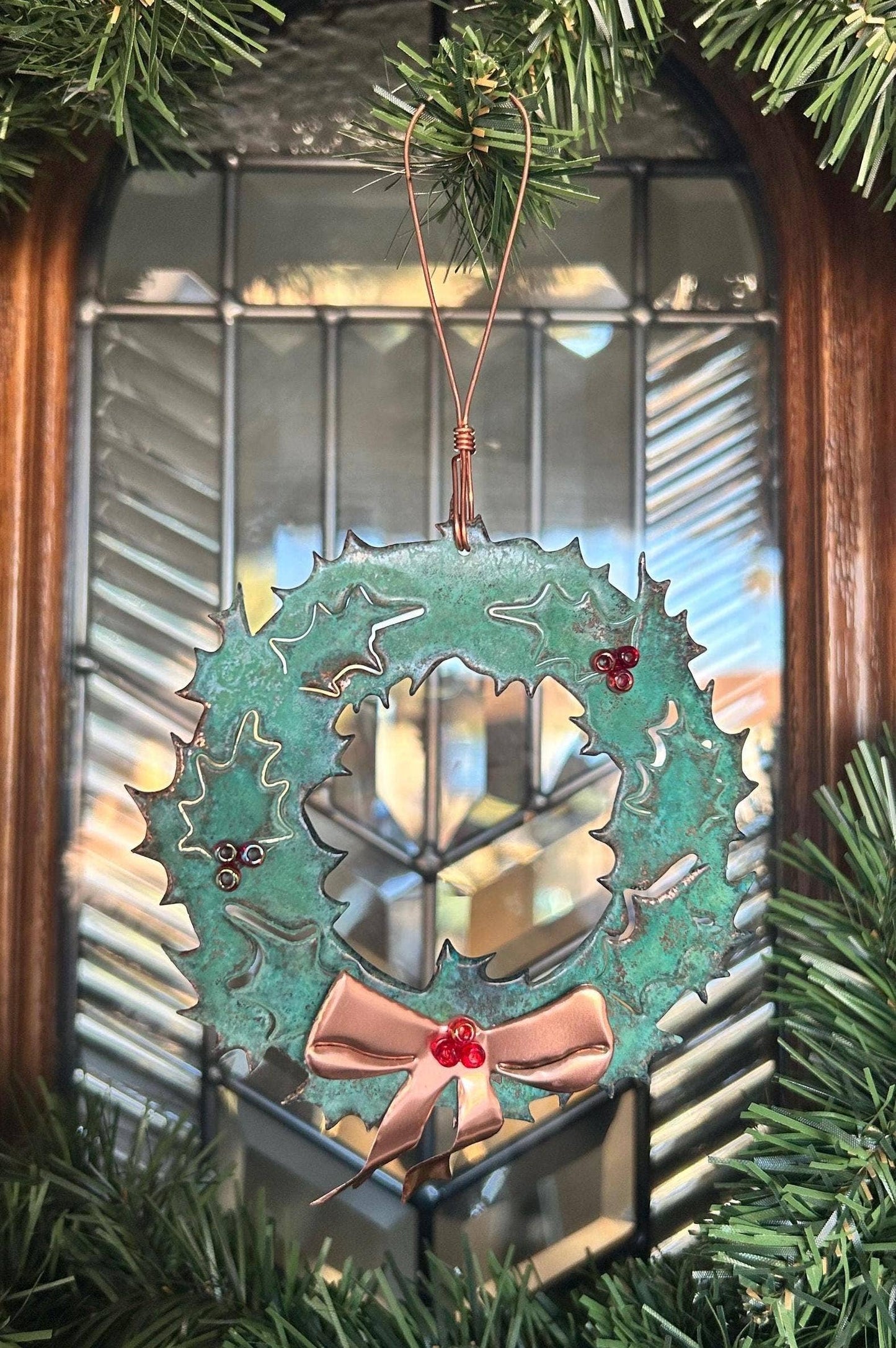 Wreath Copper Christmas Ornament
