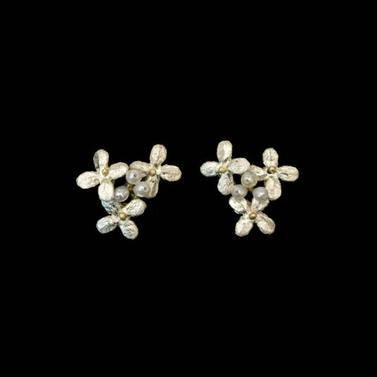 White Hydrangea Post Earrings