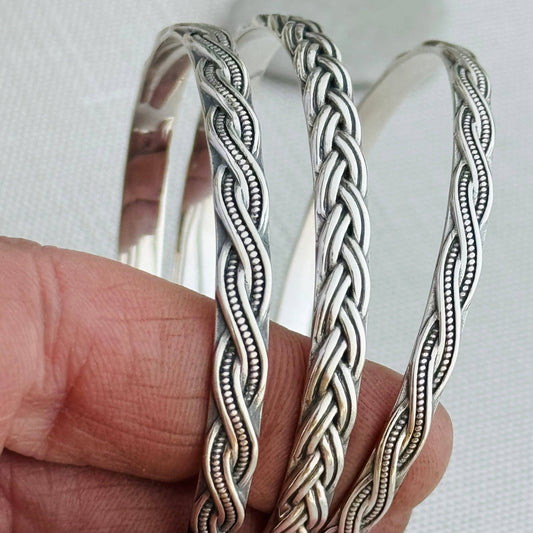 Sterling Silver Weaved Cuffs - 4mm Dotted Weave