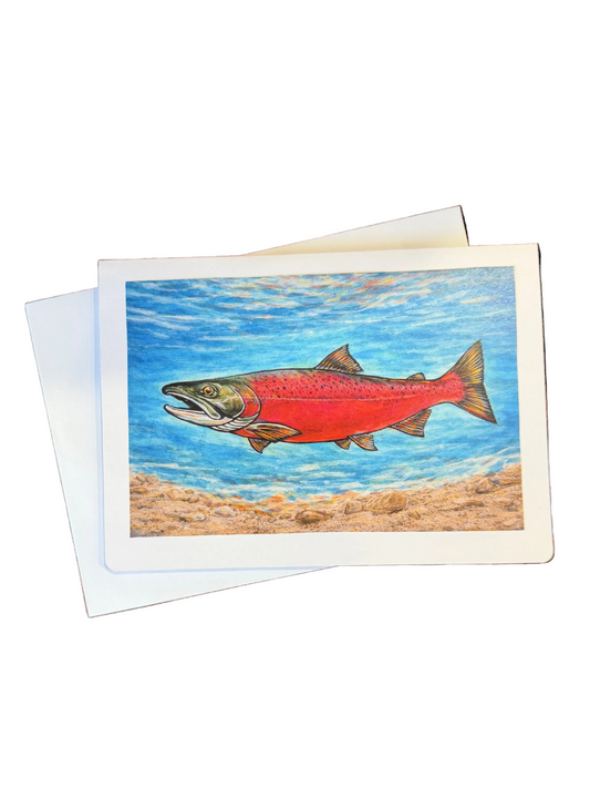 Lake Michigan Coho Salmon Card - Rectangle Design