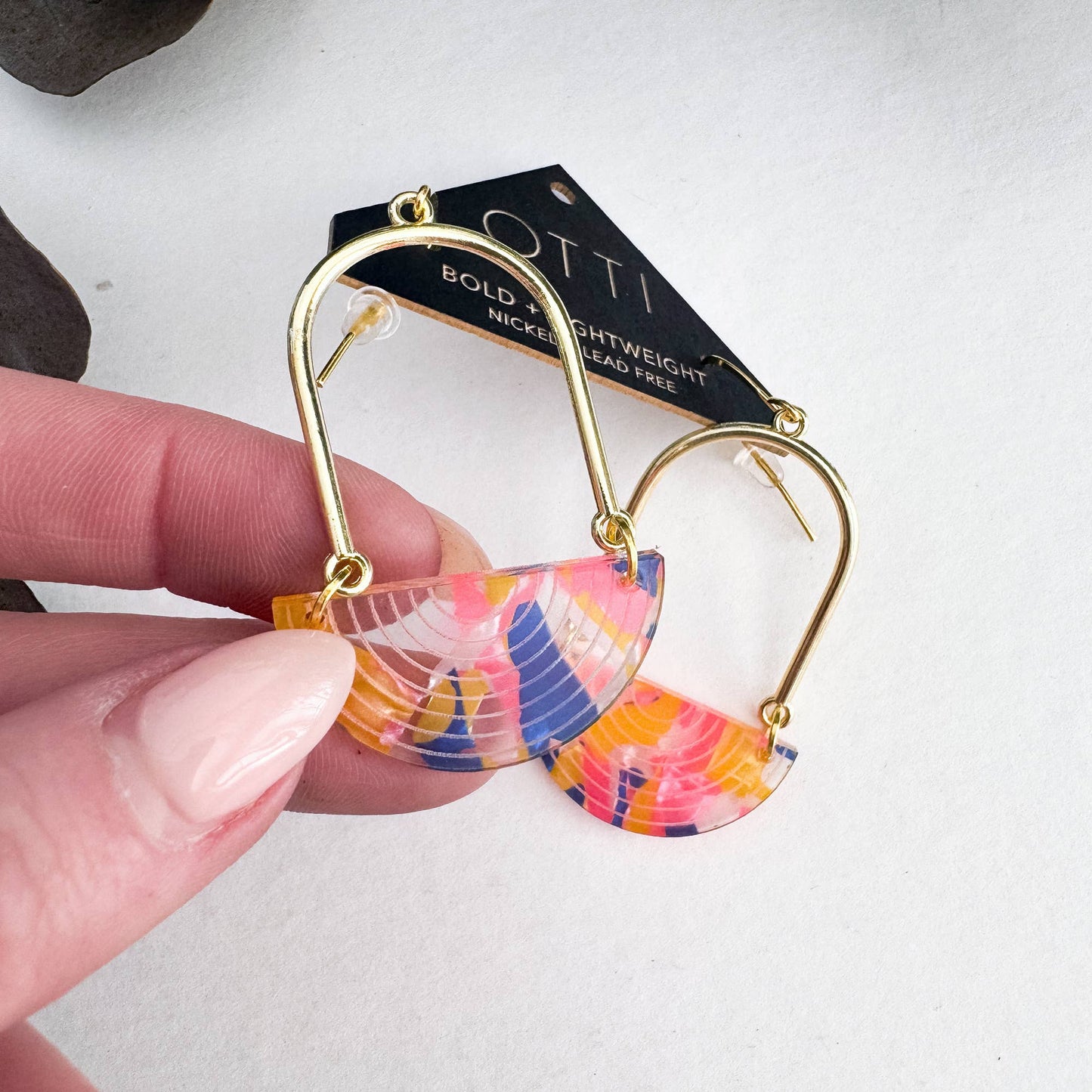 Architectural Half Moon Earrings: Limited SPRING Patterns: Floral Bouquet