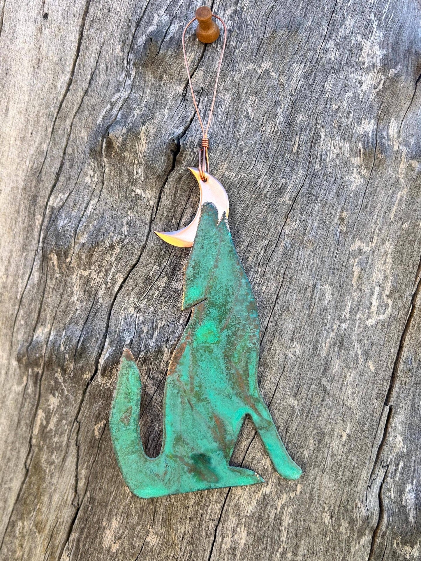 Coyote Wolf Copper Christmas Ornament