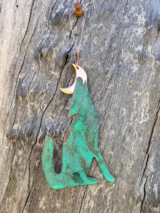 Coyote Wolf Copper Christmas Ornament