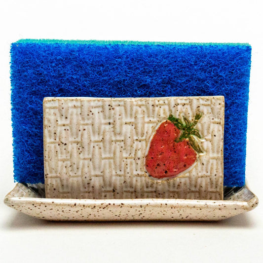 Strawberry Pattern Handmade Ceramic Kitchen Sponge Holder