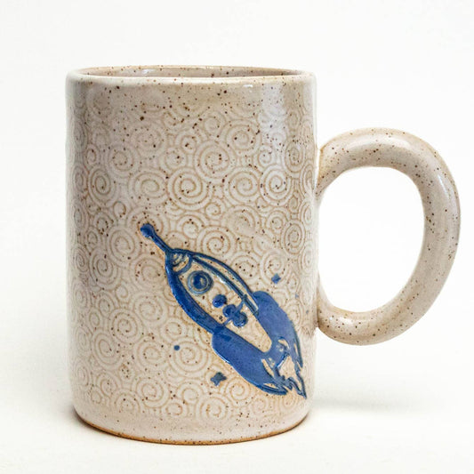 Rocket Design Handmade, in Ohio, Ceramic 14oz Mug: Blue