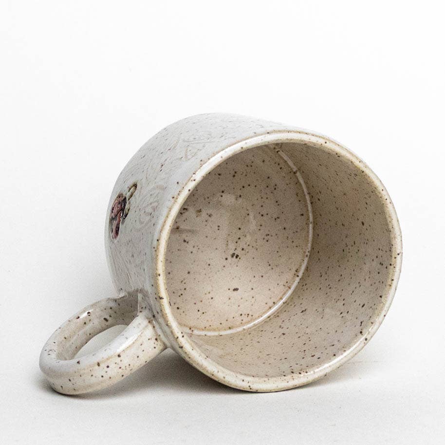 Ladybug Pattern Handmade Ceramic White 8oz Mug