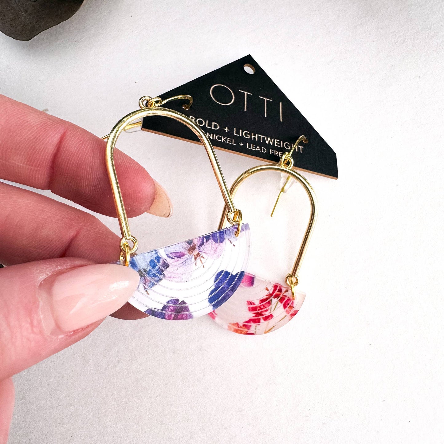 Architectural Half Moon Earrings: Limited SPRING Patterns: Tigers Eye