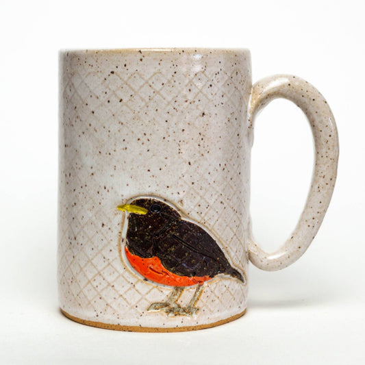 Robin Design Handmade in Ohio Ceramic White 16oz Mug