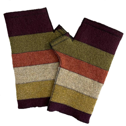 Earth Stripe Fingerless Gloves