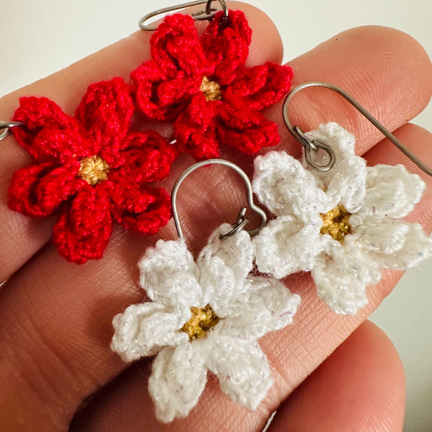 Poinsettia Flower Dangles - Red or White