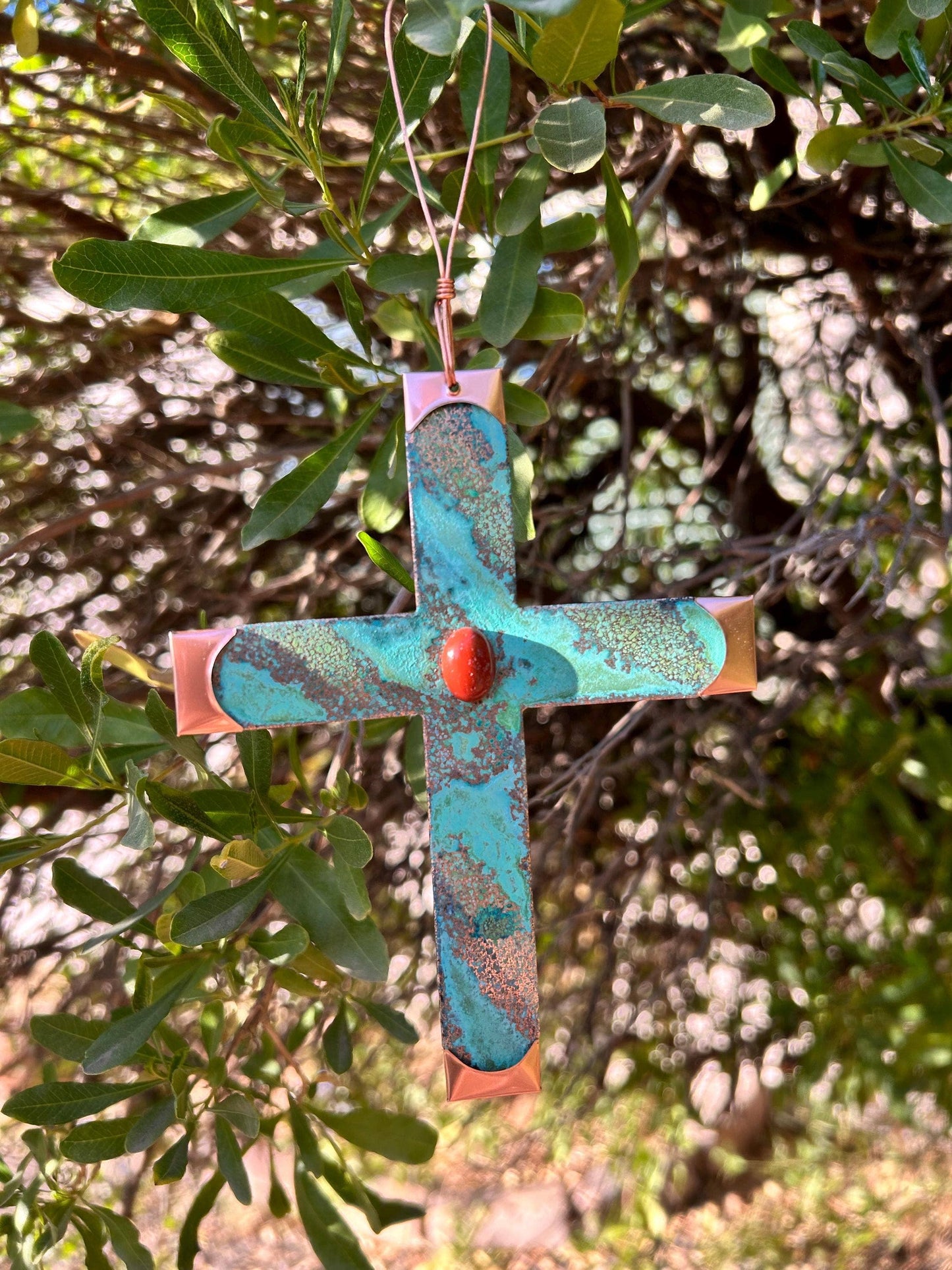 Cross Copper Christmas Ornament