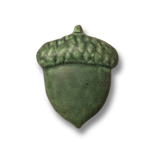 Acorn Shaped Art Tile  Fall theme Autumn decor ceramic nuts: Leaf Green Glaze