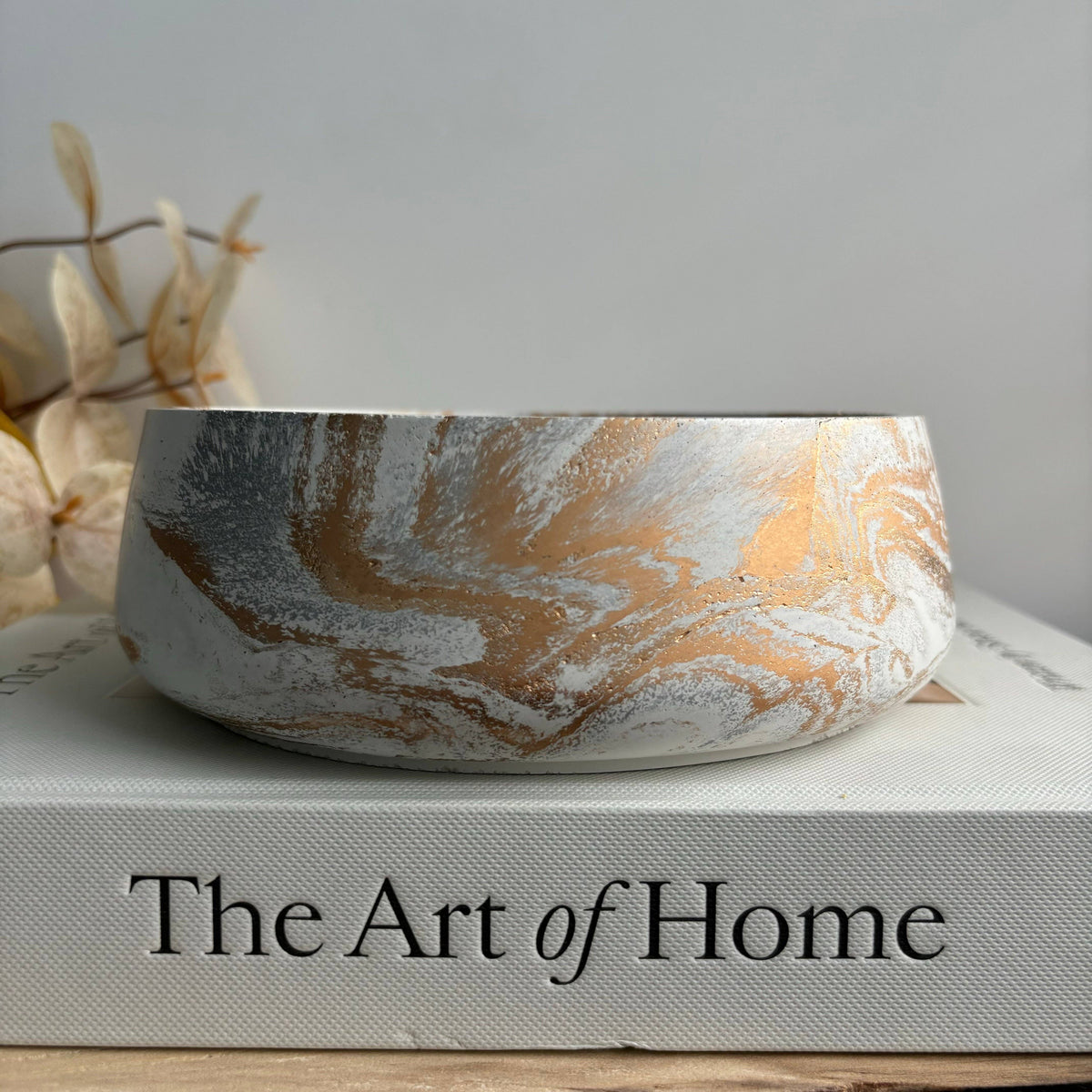 Daza - Decorative Concrete Bowl | Centerpiece Bowl: Red Fusion Marble / Without hole
