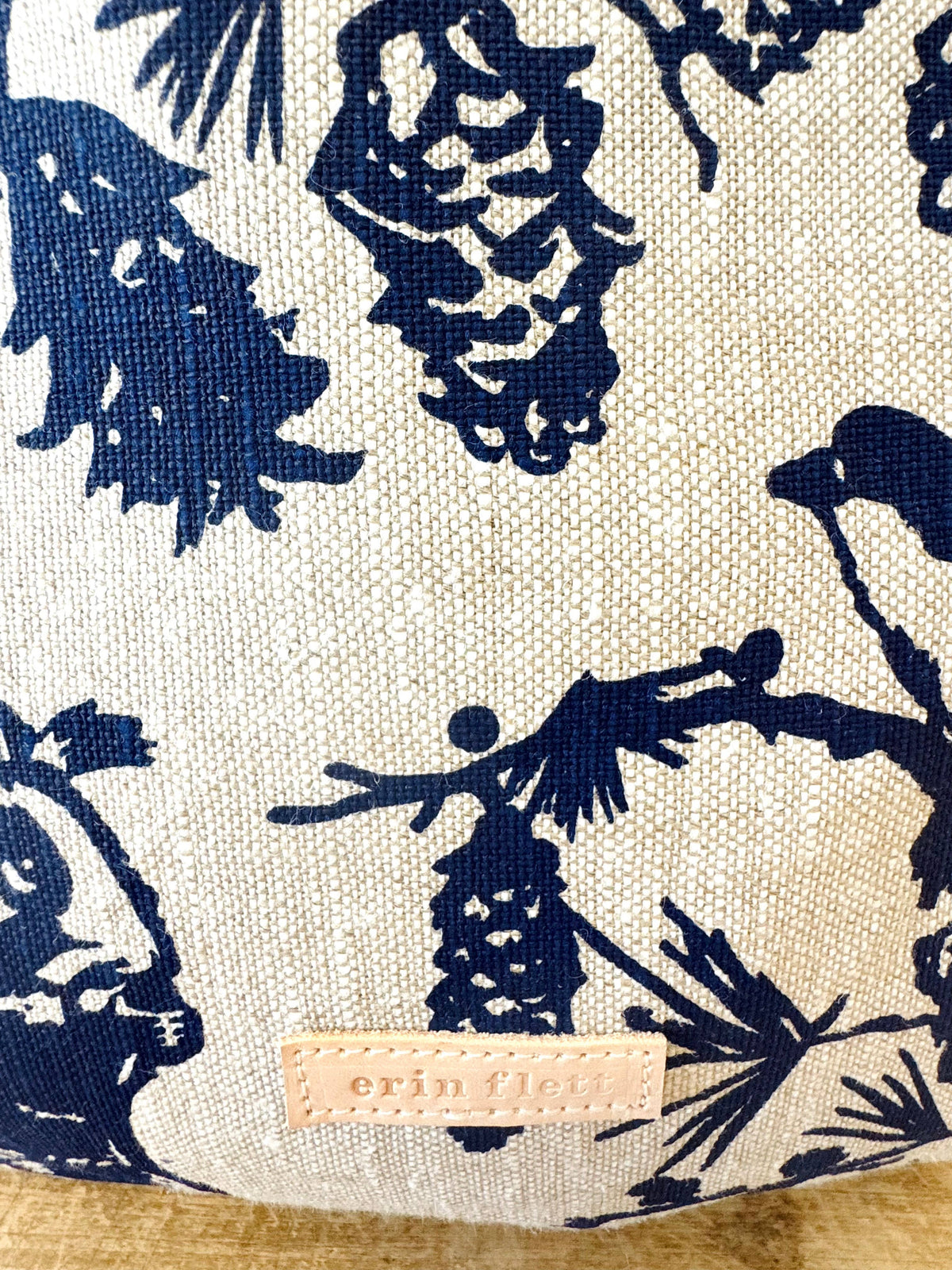 Pine Cone Heavy Linen Boho Tote Bag: Navy