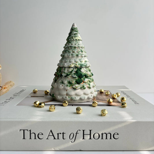 Christmas Tree Candle Pot | Holiday Candle: Champagne Bronze Marble / Fraser Fir