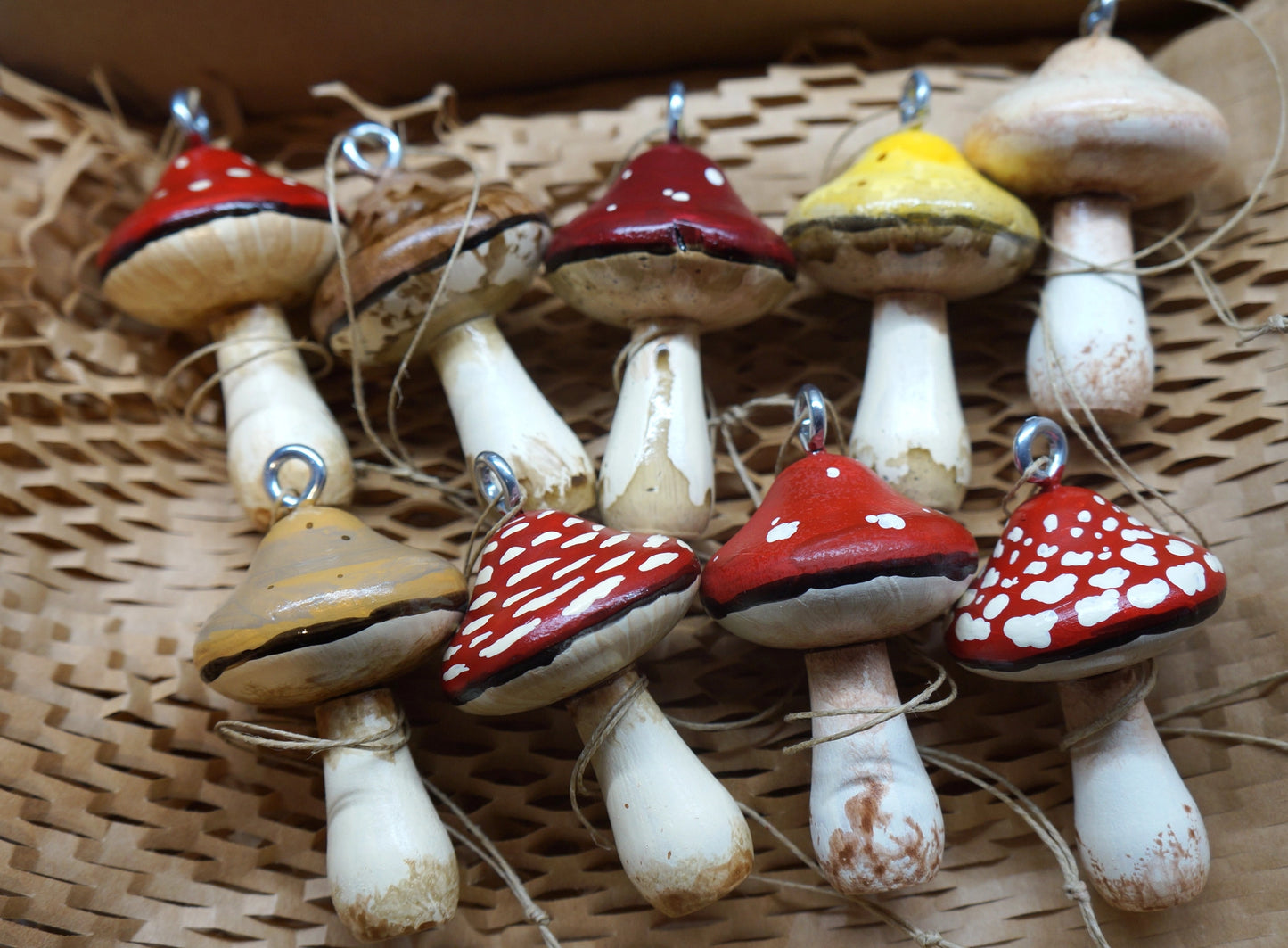 Hand Painted Wooden Mushroom Ornament