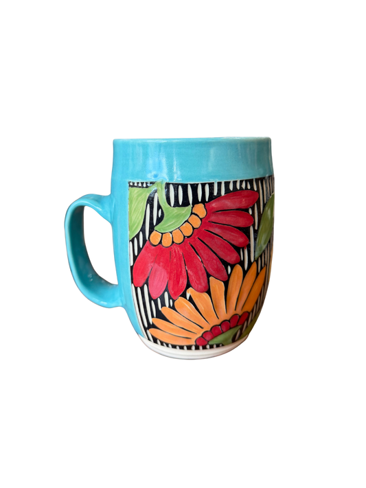 Wheel Thrown Mug - Floral Lake