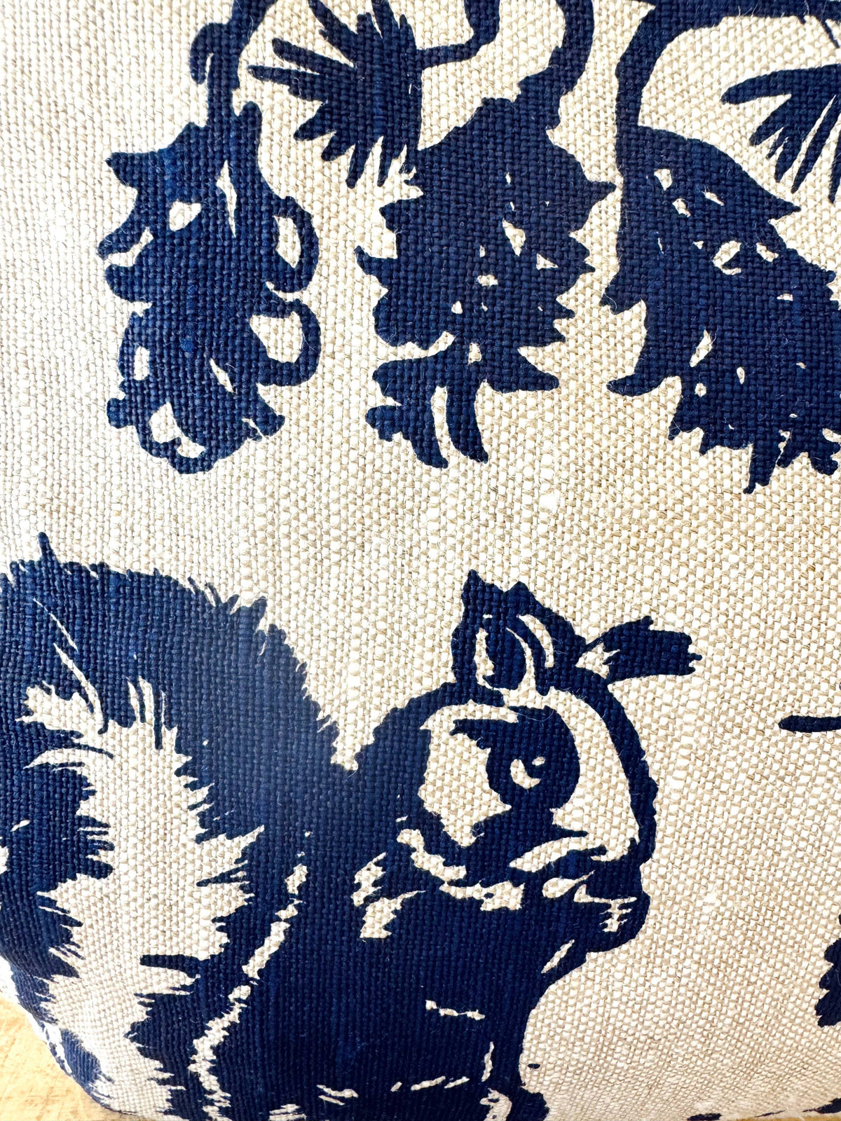 Pine Cone Heavy Linen Boho Tote Bag: Navy