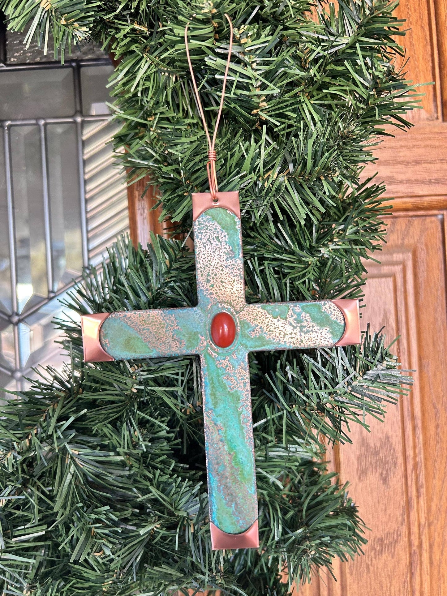 Cross Copper Christmas Ornament