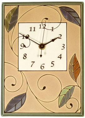 Large Ceramic Clock - Mosaic Leaves