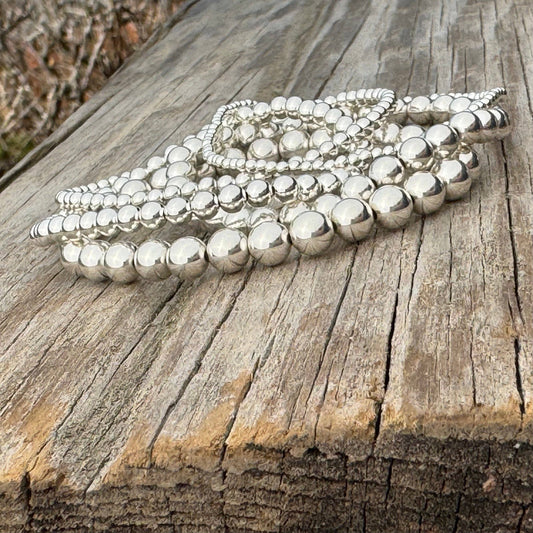 Sterling Silver Bead Stretch Bracelet - 2mm bead