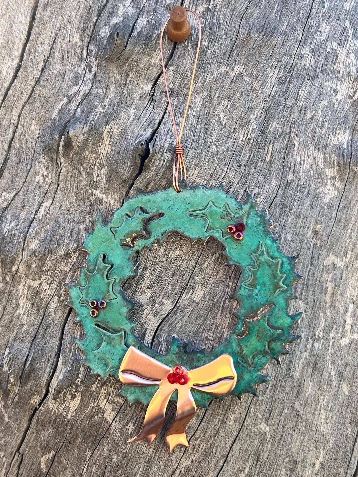 Wreath Copper Christmas Ornament