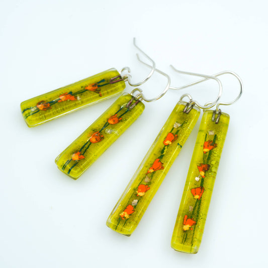 Golden Poppies Bar Earrings: Medium
